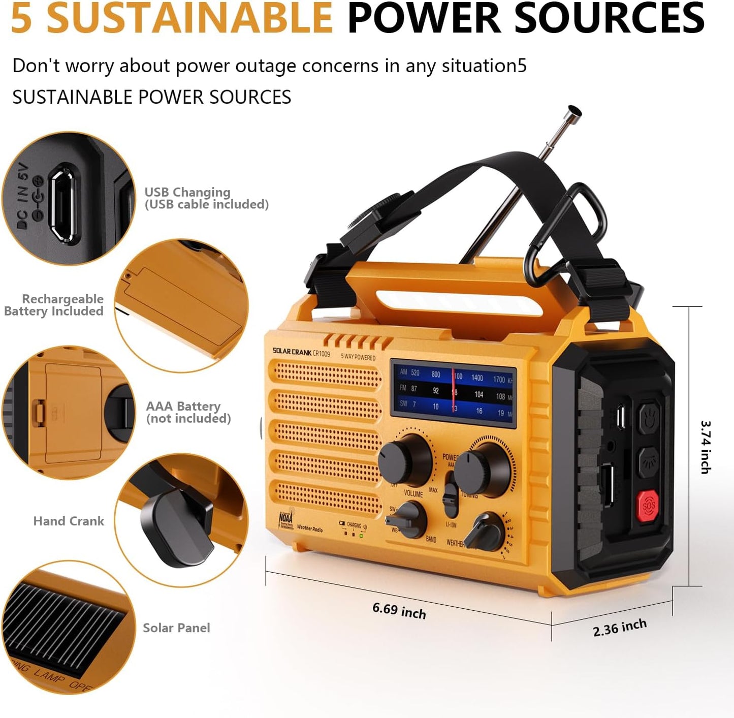 Radio Solar de Emergencia 5 formas de energía en un solo equipo