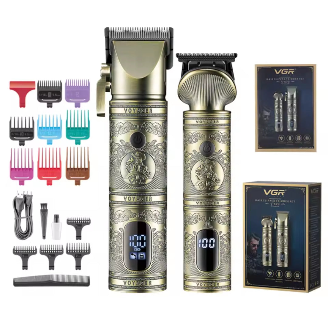 Combo de Máquina de Cortar Cabello y Patillera VGR 670