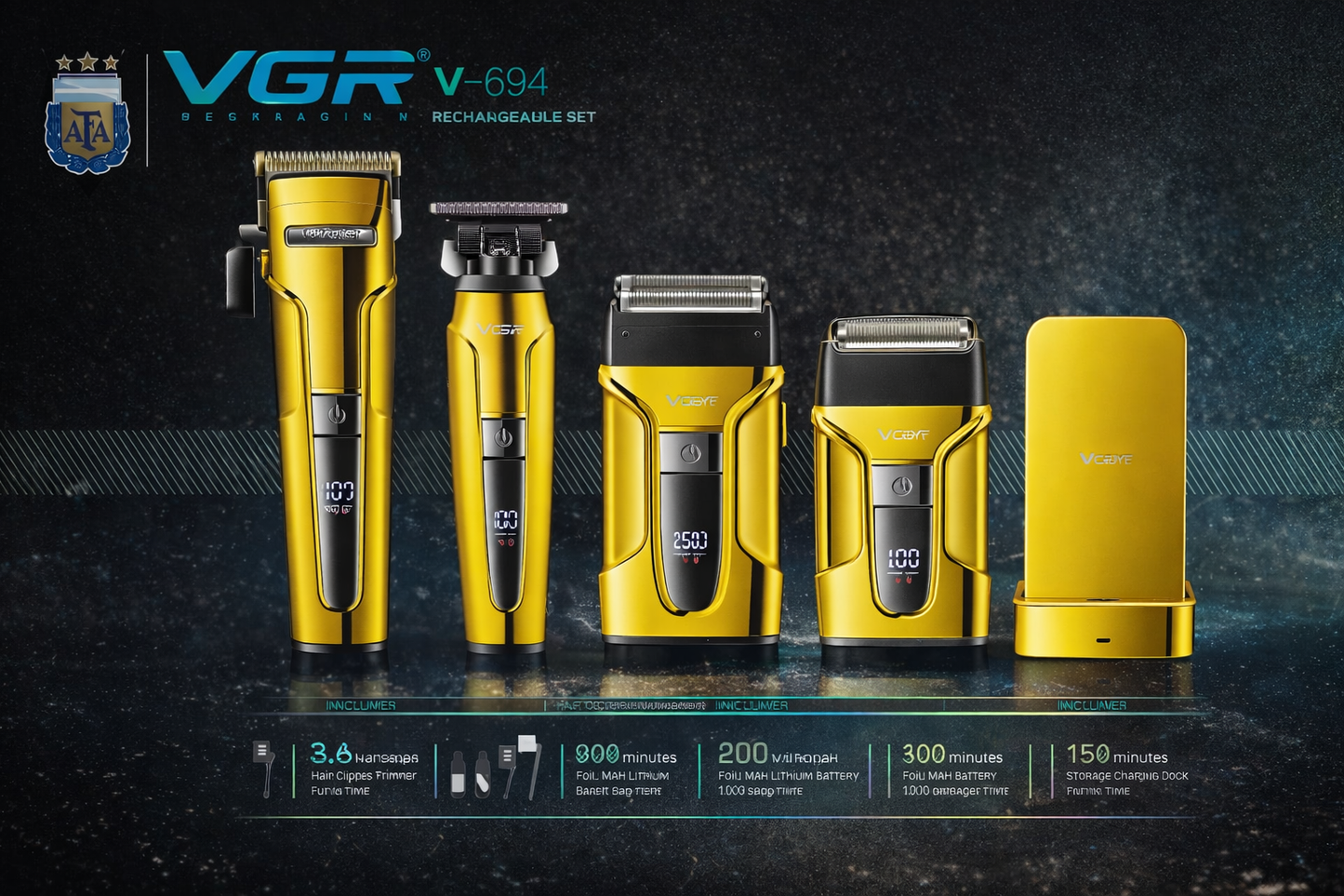 Kit Profesional Completo para Corte, Perfilado y Afeitado VGR V-694