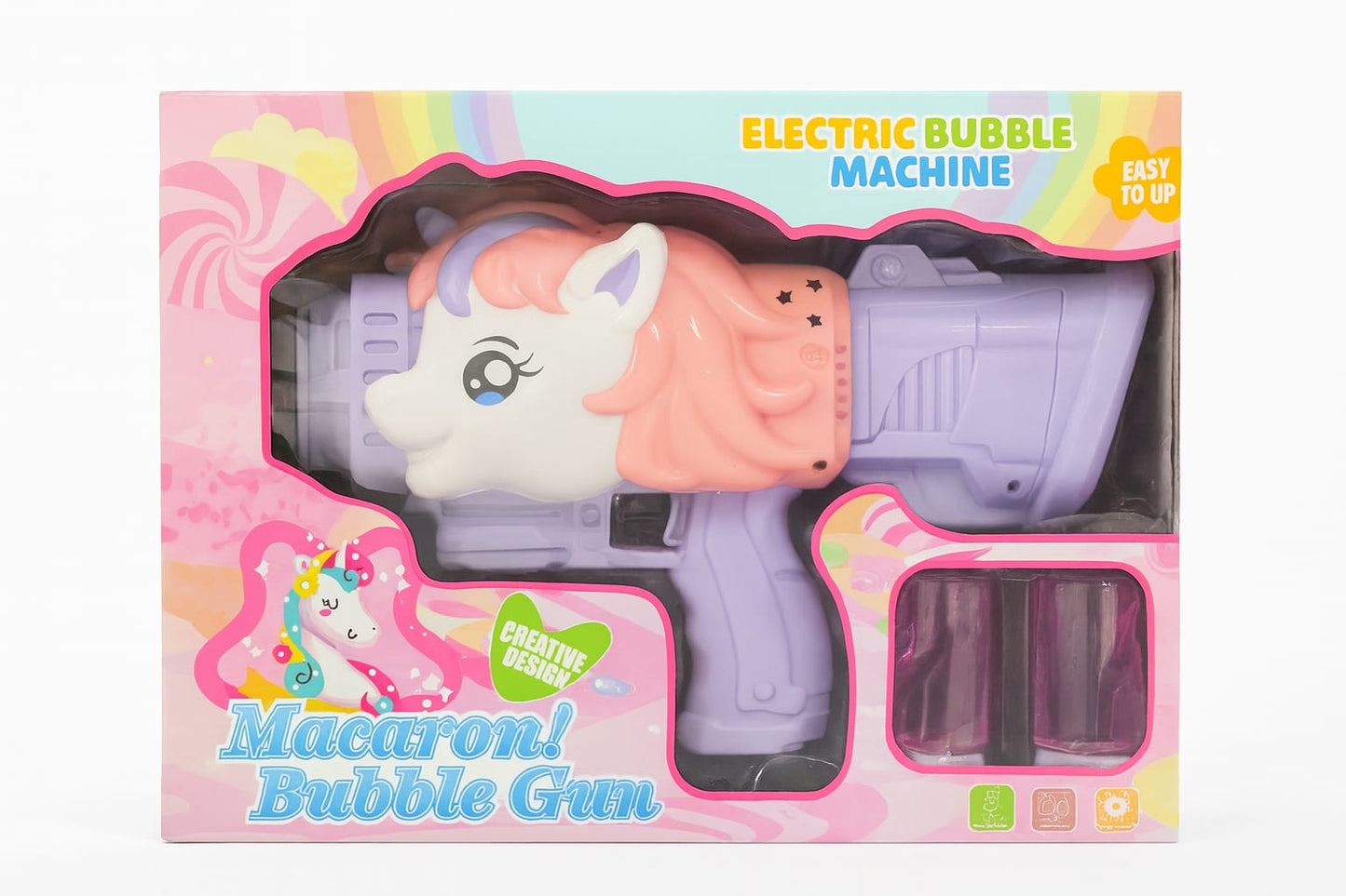 pistola de burbujas Macaron Unicorn