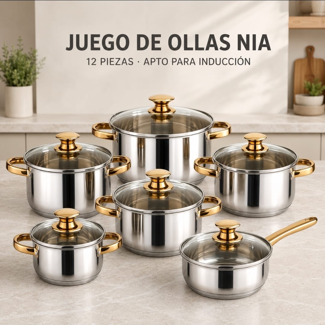 JUEGO DE OLLAS 12 PIEZAS NIA