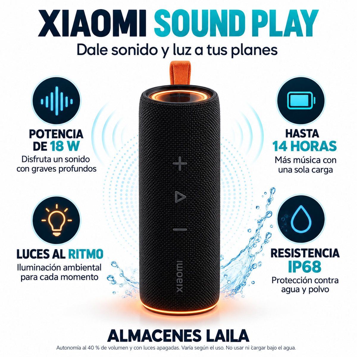 Parlante Xiaomi Sound Play 18 W – Bluetooth y luces multicolor