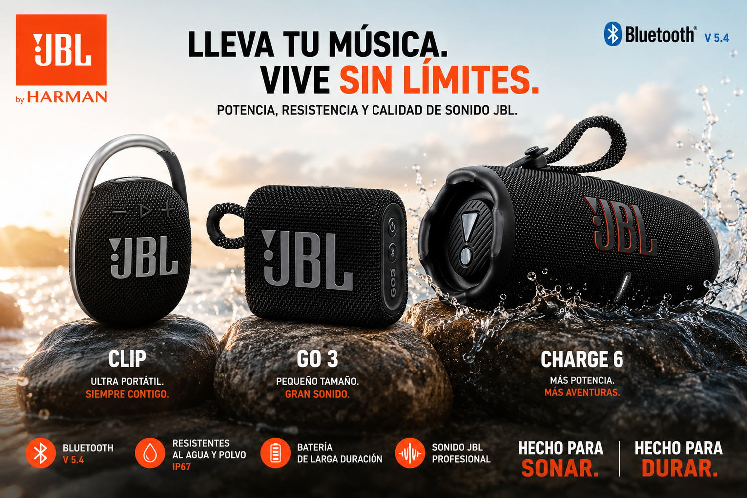 JBL  La marca líder en sonido portátil.