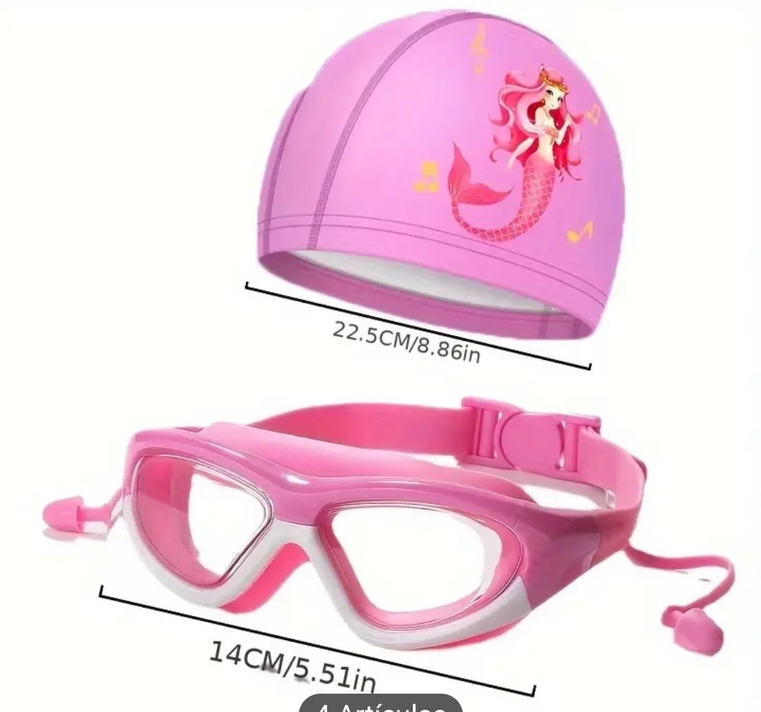 conjunto de gorro y gafas de natación para niños