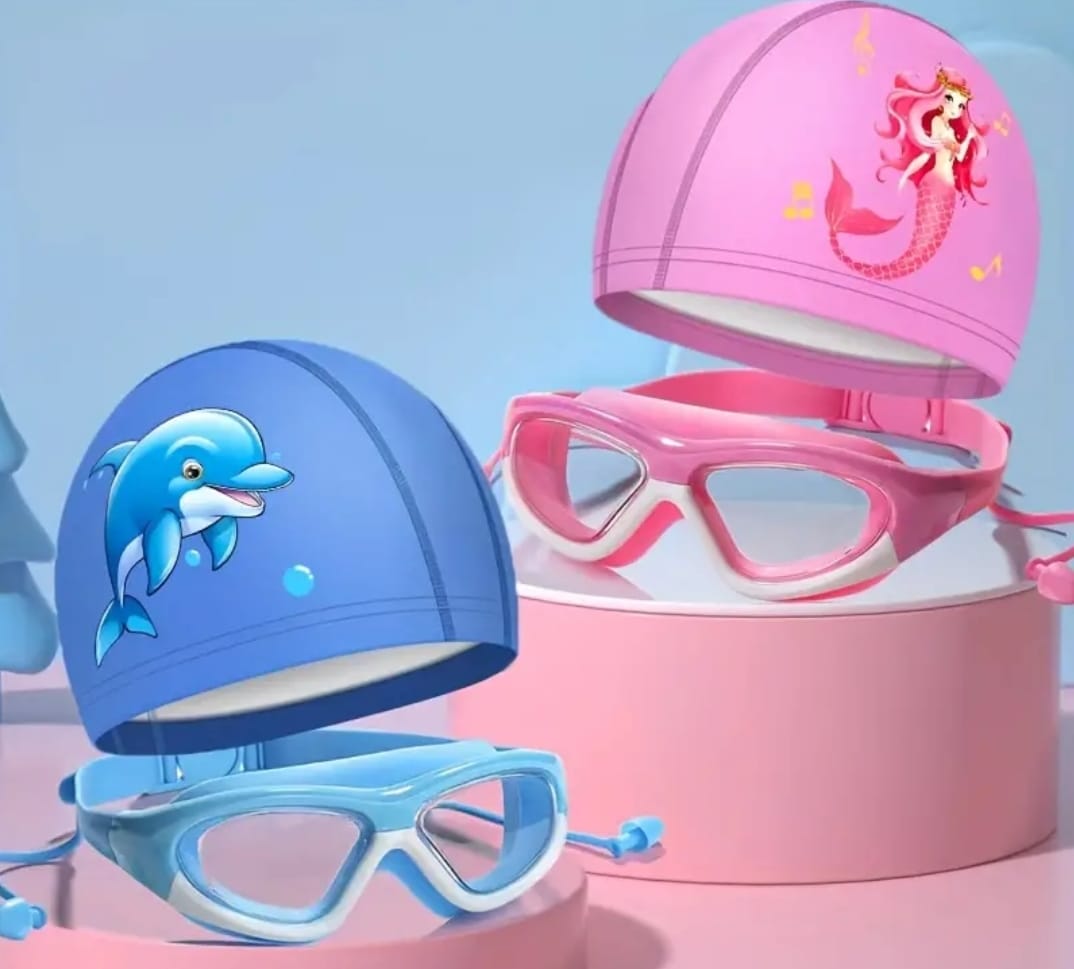 conjunto de gorro y gafas de natación para niños