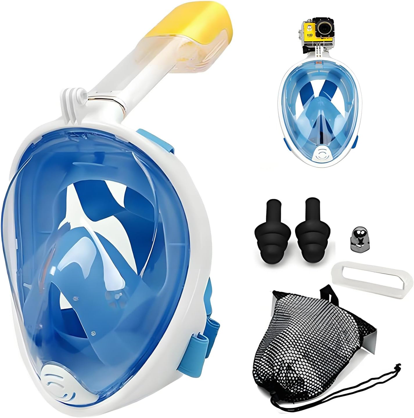 Máscara de Snorkel Full Face 180° con Soporte para Cámara