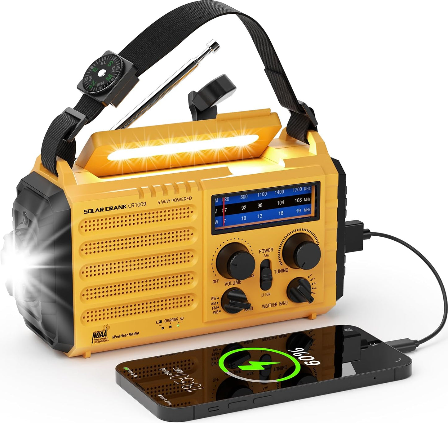 Radio Solar de Emergencia 5 formas de energía en un solo equipo