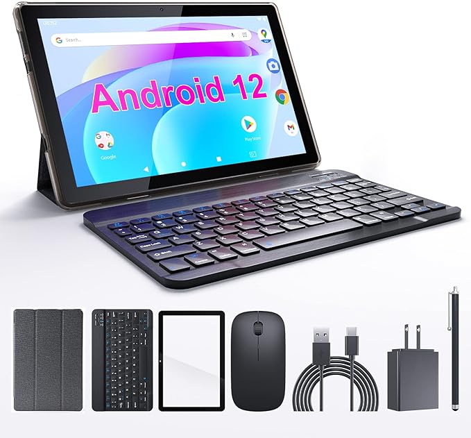 Tablet Android 12 de 10.1 pulgadas con teclado