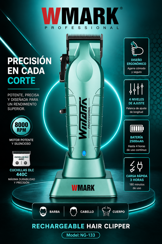 Máquina de motilar recargable WMARK profesional