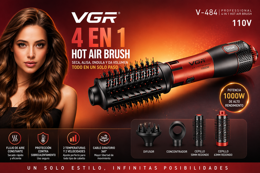 Cepillo Secador VGR V-484 4 en 1 Profesional