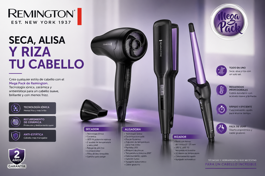 Secador, Plancha y A1lisadora Reminton