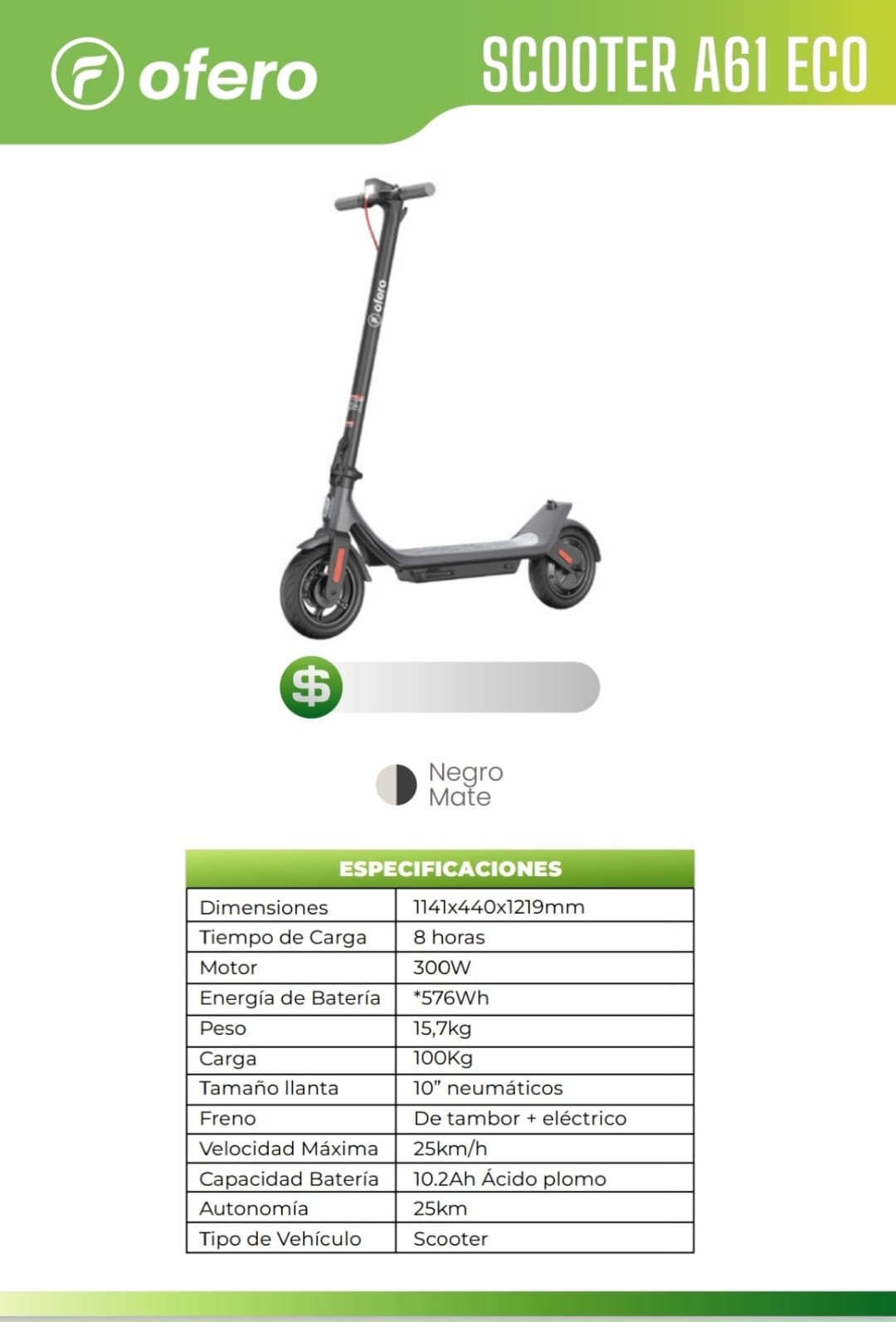 Scooter Eléctrico A61 ECO