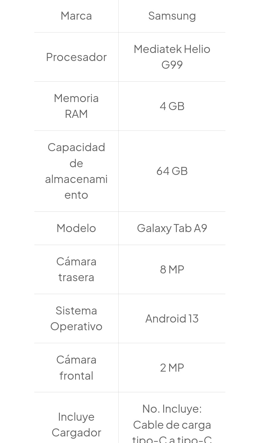 Samsung Galaxy Tab A9 64Gb con Simcard