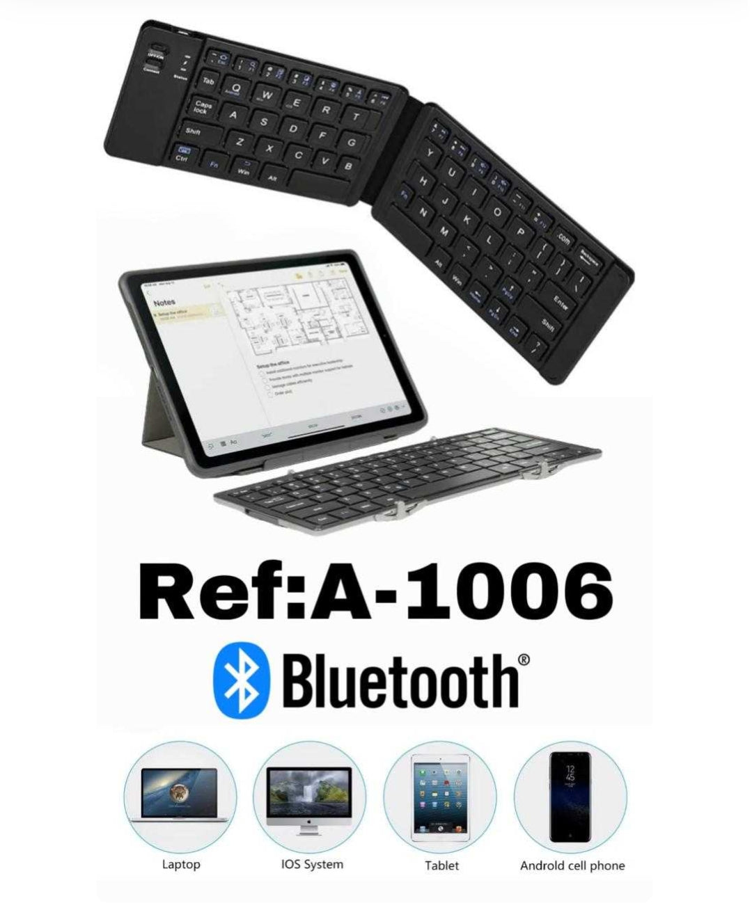 Teclado Plegable Bluetooth Ref: A-1006 - Compacto y Versátil