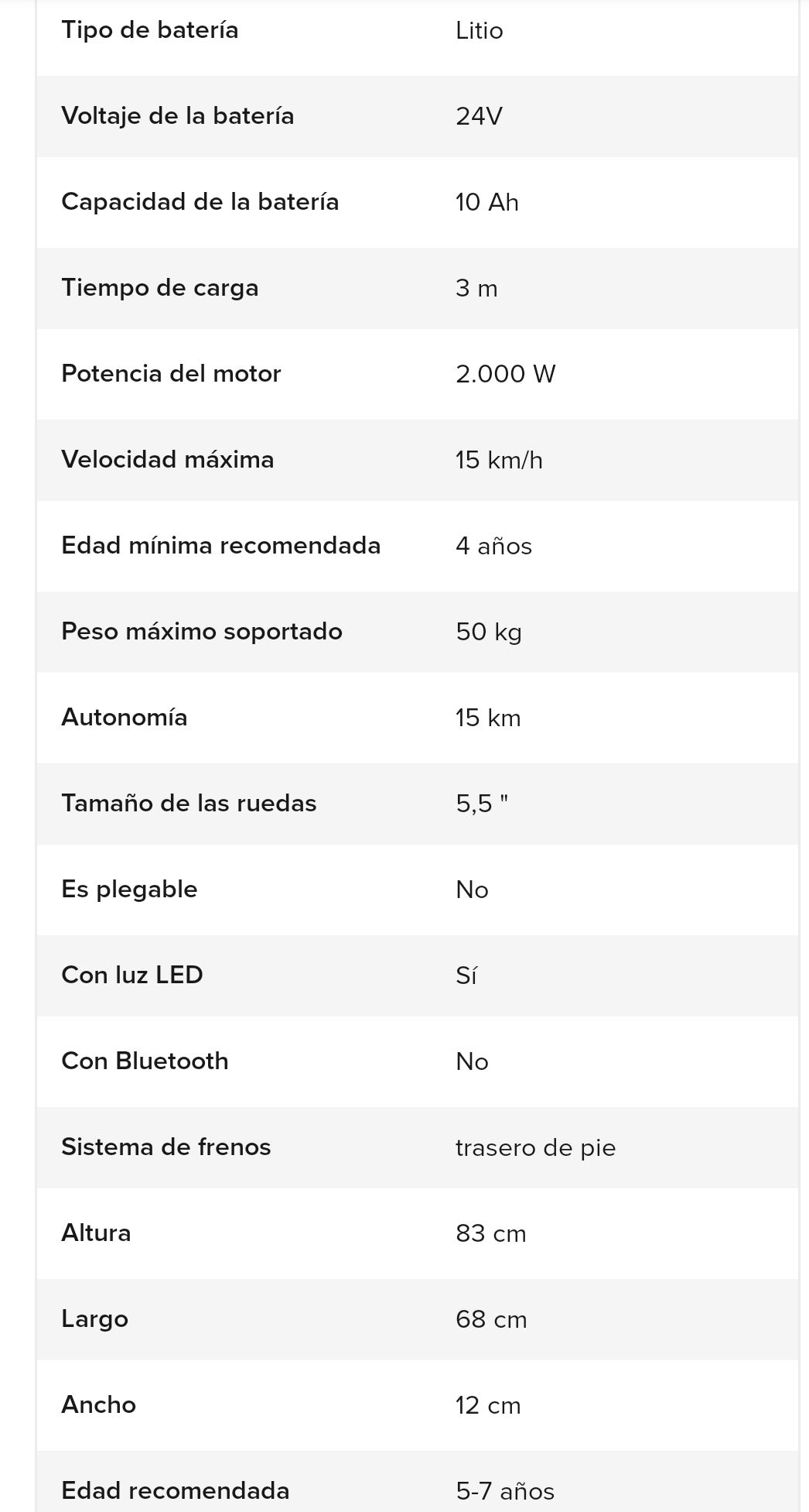 Scooter Eléctrico para Niños