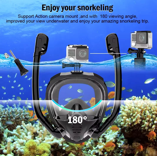 Máscara de Snorkel de Doble Tubo con Vista Panorámica 180°