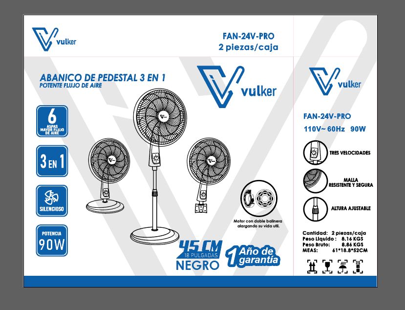 Ventilador de Pedestal 3 en 1 DOBLE BALINERA Vulker