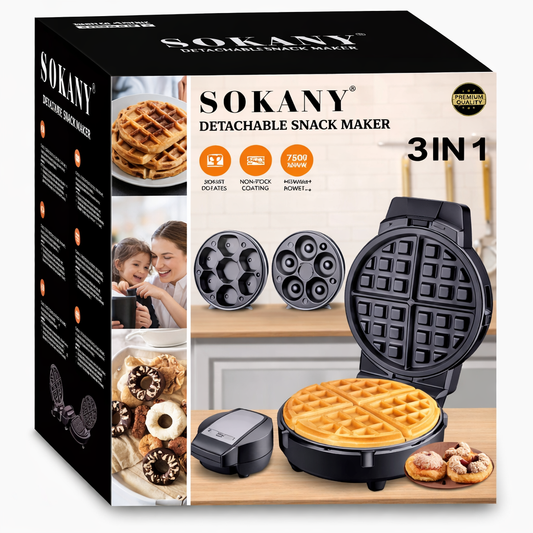 SOKANY Snack Maker 3 en 1 (Placas Intercambiables)